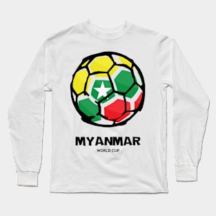 Myanmar Football Country Flag Long Sleeve T-Shirt